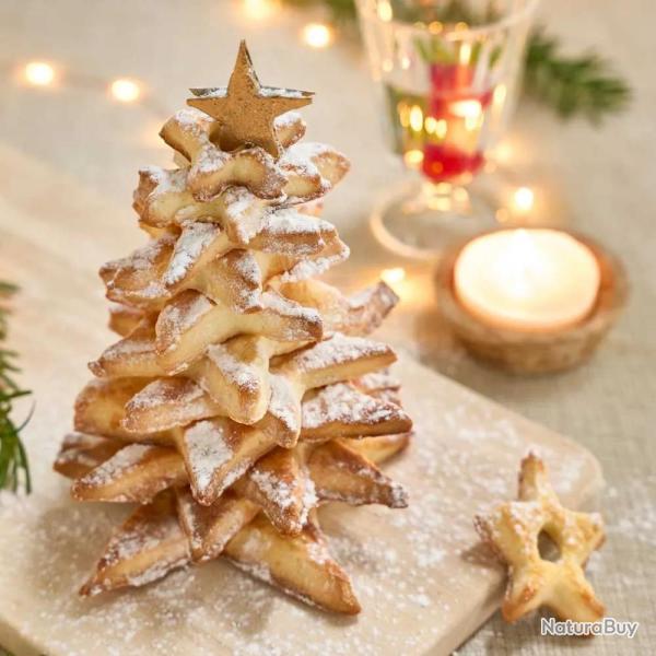 Kit 6 emporte-pi�ces �toiles No�l 3D inox 2-16cm H2,5cm