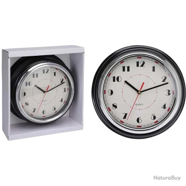 Horloge murale design noire et argent �30 cm avec cadran lisible