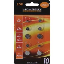 Lot de 10 piles alcalines bouton - Pack multi-r&eacute;f&eacute;rences