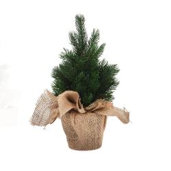 Sapin de No&euml;l artificiel pot jute 19x19x30cm 315g 41 pointes