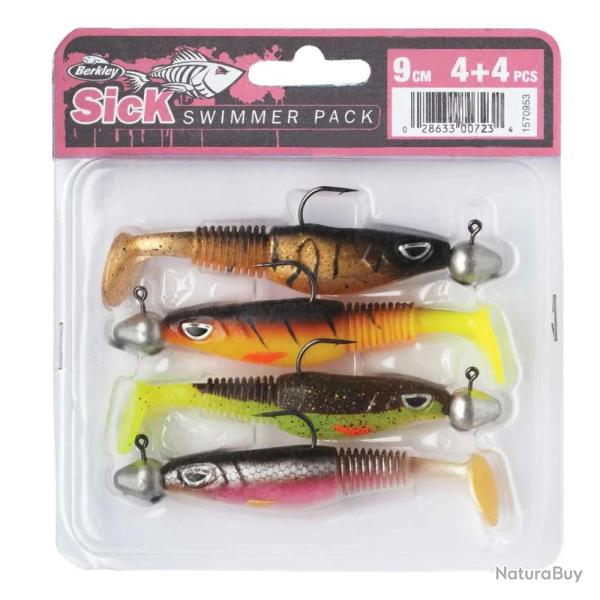 Pack 4 leurres souples Berkley Sick Swimmer arm�s