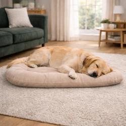 Coussin velvet antid&eacute;rapant taupe 90x65 cm pour chien