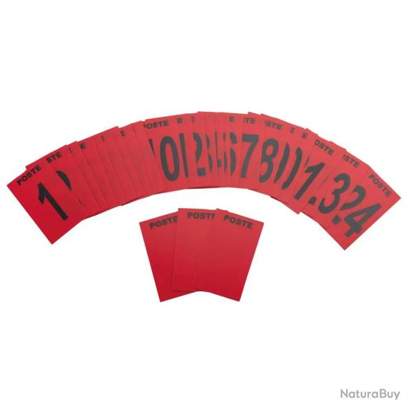 Lot de 27 plaques num�rot�es postes de chasse rouges 10 X 8 cm