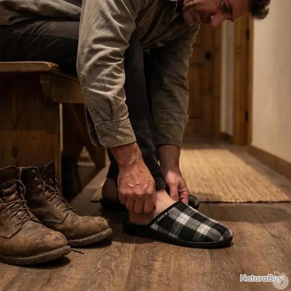 Chaussons mules Walter gris homme confort semelle Airflex