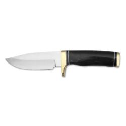 Poignard de chasse 22 cm inox avec &eacute;tui cuir - manche bois