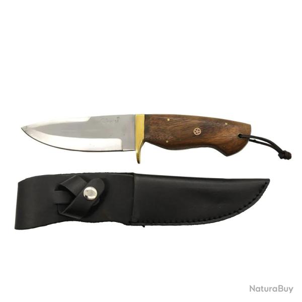 Couteau lame fixe 27 cm avec �tui - bois d'acacia robuste