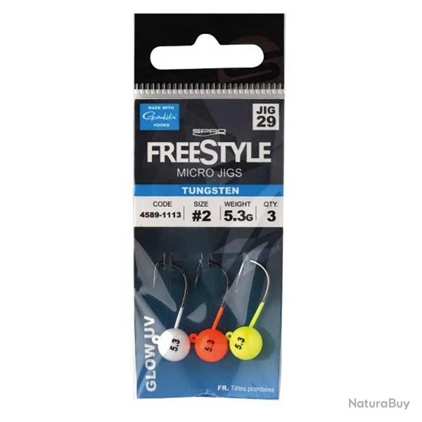 Lot de 3 T�tes plomb�es Spro Freestyle Tungsten Glow 1,8�g, 2,7�g ou 3,5�g 3,5 g