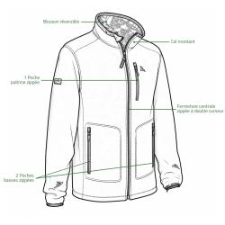 Blouson polaire r&eacute;versible Pro Hunt polyester kaki blaze M &agrave; 4XL