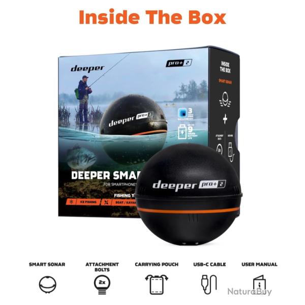 Sondeur/Echosondeur DEEPER PRO + 2 (Wifi,GPS,3 faisceaux...)