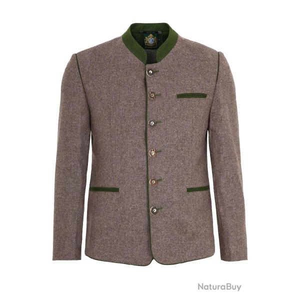 Veste autrichienne traditionnelle homme en loden gris taupe et vert XXXL