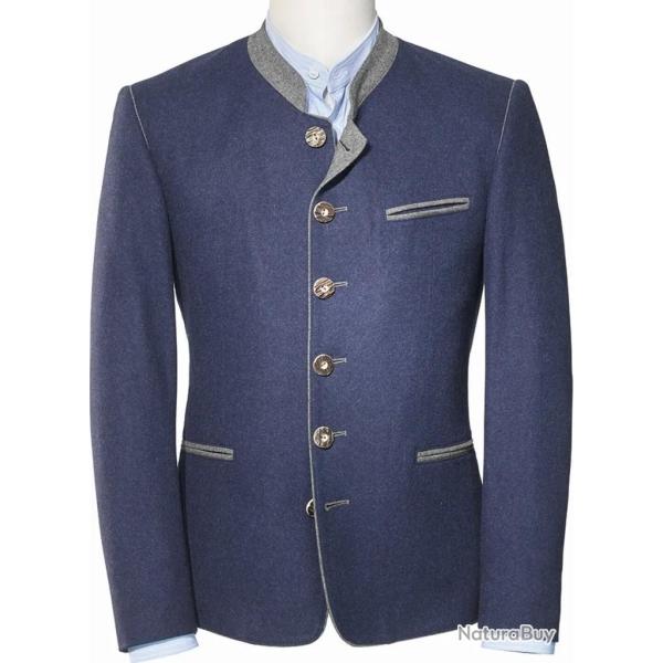 Veste autrichienne traditionnelle homme bleu et gris