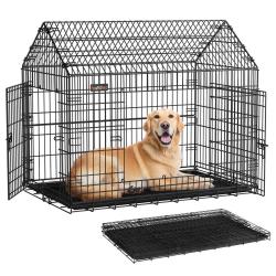 Cage pour chien pliable cage de transport 120 x 72,5 x 109 cm m&eacute;tal grands chiens avec double porte