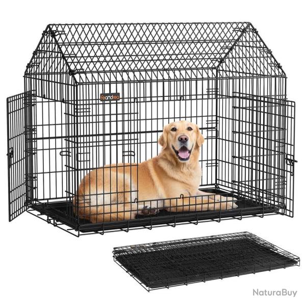 Cage pour chien pliable cage de transport 120 x 72,5 x 109 cm m�tal grands chiens avec double porte