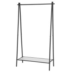 Portemanteau m&eacute;tallique portant &agrave; v&ecirc;tements avec tringle &eacute;tag&egrave;re inf&eacute;rieure style sobre pour chambr