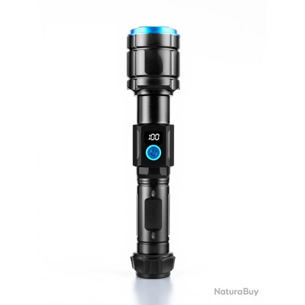 Lampe torche LED 100000 Lumens 7 modes d'�clairage, Etanche, Batterie 5000 mAh