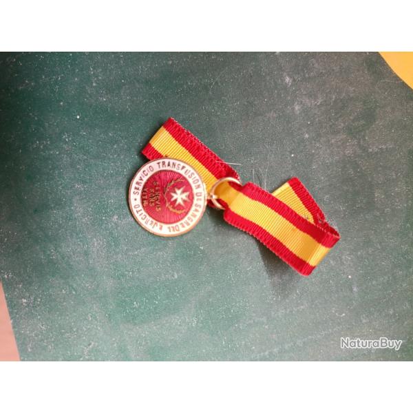 Miniature M�daille d'honneur du service officiel de transfusion sanguine espagnole