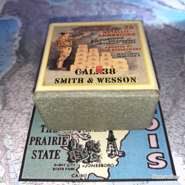 38 Smith & Wesson (Western Metallic Ammunition): Reproduction boite cartouches (vide) WMA 14091815