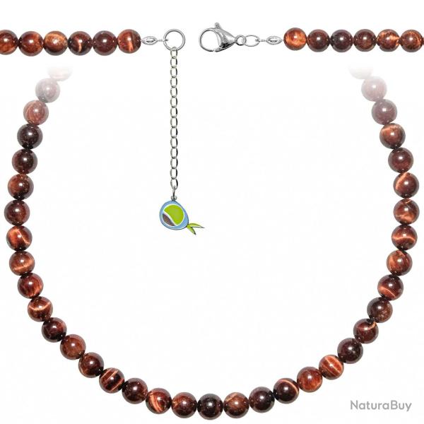 Collier en oeil de boeuf ou taureau - Perles rondes 8 mm - 55 cm