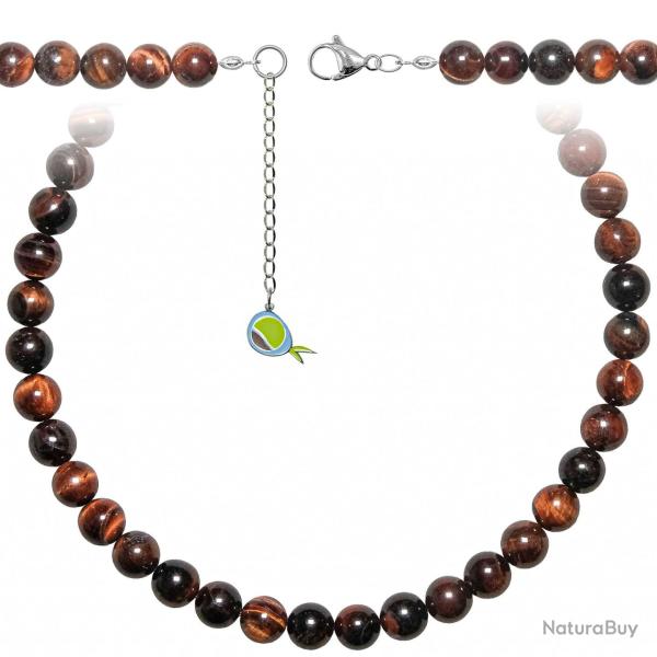 Collier en oeil de boeuf ou taureau - Perles rondes 10 mm - 38 cm