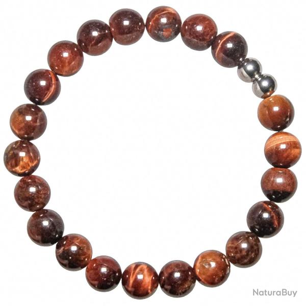 Bracelet en oeil de boeuf ou taureau - Perles rondes 8 mm