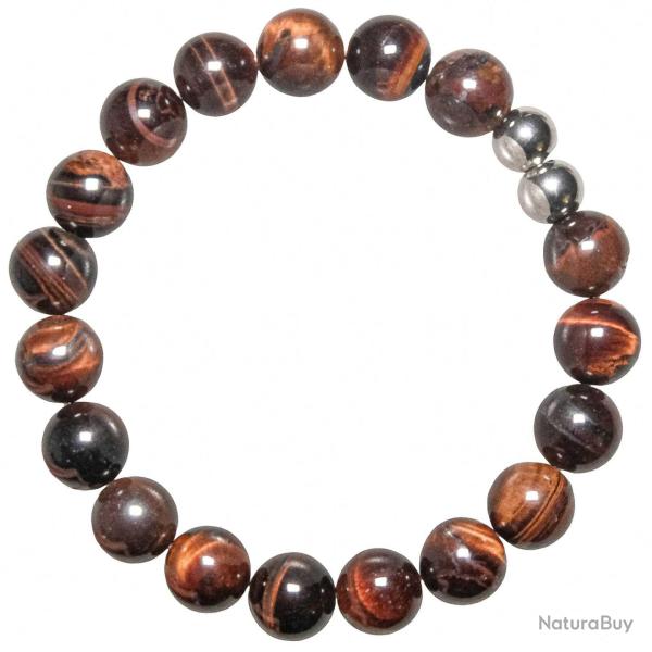 Bracelet en oeil de boeuf ou taureau - Perles rondes 10 mm