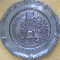 Assiette en &eacute;tain Sapeurs-pompiers de Li&egrave;ge