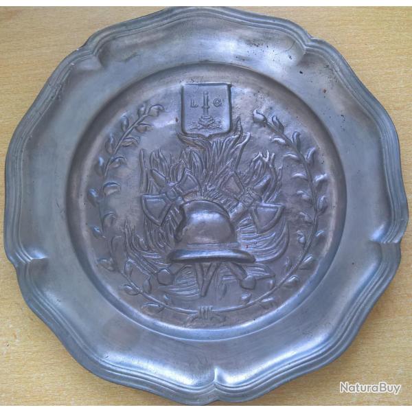 Assiette en �tain Sapeurs-pompiers de Li�ge