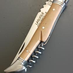 COUTEAU LAGUIOLE 2 pièces, COURSOLLE, THIERS, manche BOIS BUIS, guilloché.