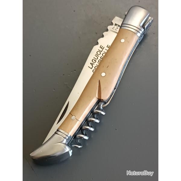 COUTEAU LAGUIOLE 2 pices, COURSOLLE, THIERS, manche BOIS BUIS, guilloch.