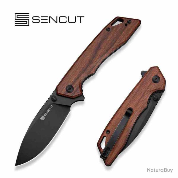 Couteau SENCUT Stratex Lame Acier 9Cr18MoV Manche Guibourtia Wood Liner Lock Clip IKBS S250553