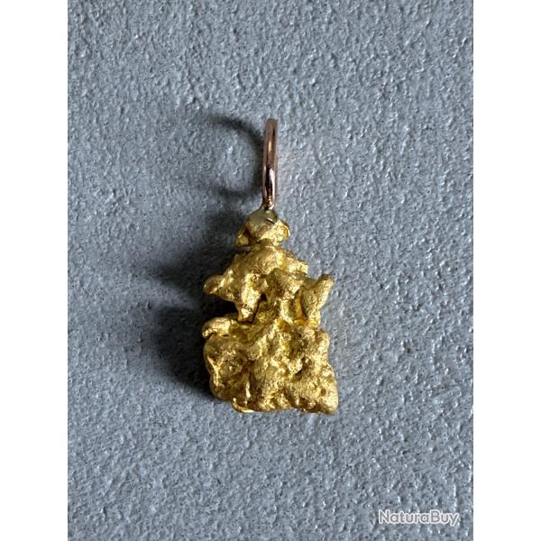 P�pite naturelle, or 22 / 24 K avec montage en or 18 carats - Origine : Australie