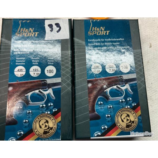 Balles rondes en plombs H&N Cal.44 (.435") - 1 Boite neuve de 100 balles +  33 balles