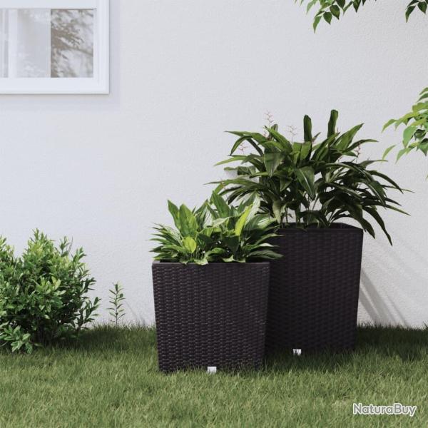 Jardini�re et int�rieur amovible marron 21 /32 L rotin PP