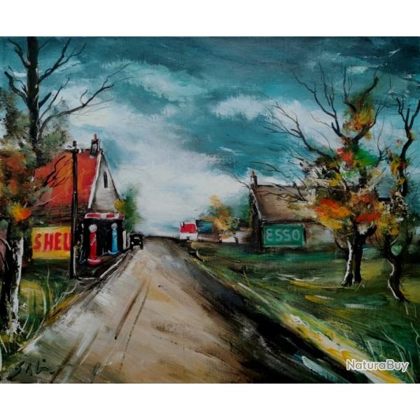 Tableau peinture huile sur toileLa route aux environs d'Alen�on