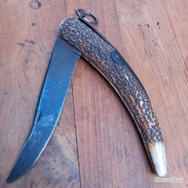 Grand et Solide Couteau CORNILLON GRAVIER A RIOM Manche en Bois de Cerf