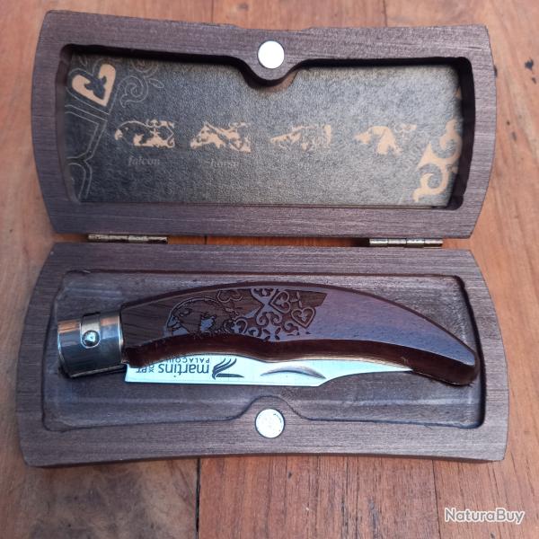 Joli Couteau Portuguais MARTINS PALACOULO INOX Manche en Bois avec �crin en Bois