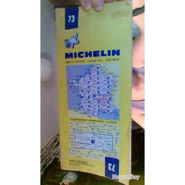 Carte Michelin avec relief - Clermont Ferrand - Lyon - 73 -