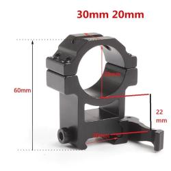 Colliers de fixation medium avec attache rapide pour lunette de tir rail 22 mm diam&egrave;tre 30 mm