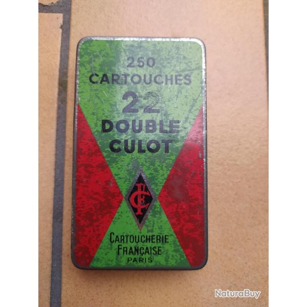 BOITE METAL ANCIENNE CARTOUCHERIE FRANCAISE 250 CARTOUCHES 22 DOUBLE CULOT  BOITE VIDE