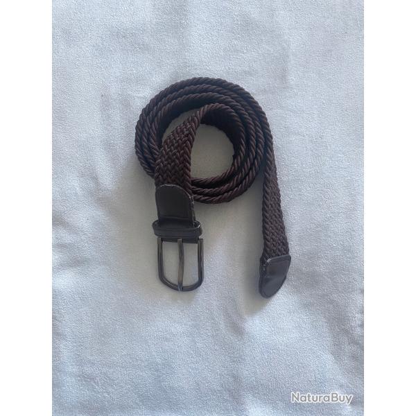 Ceinture tress�e marron boucle m�tal gris fonc� Taille 115 Nature et D�couvertes neuve 115 cm�Neuve
