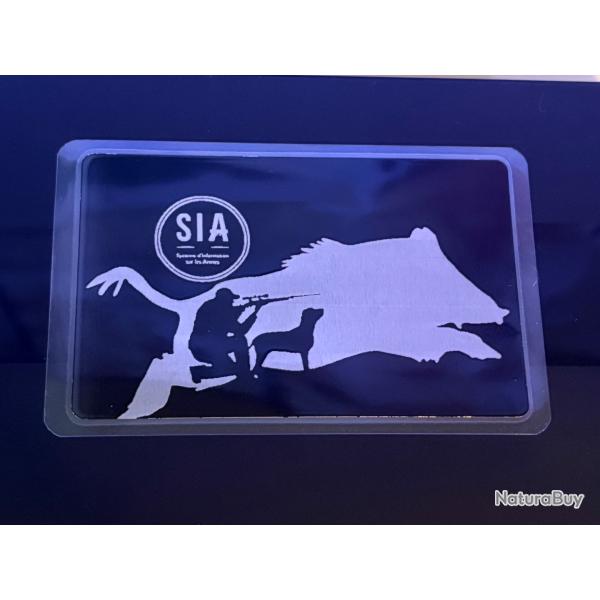 Carte SIA chasseur ou tir sportif protection plastifi� personnalisation au choix B