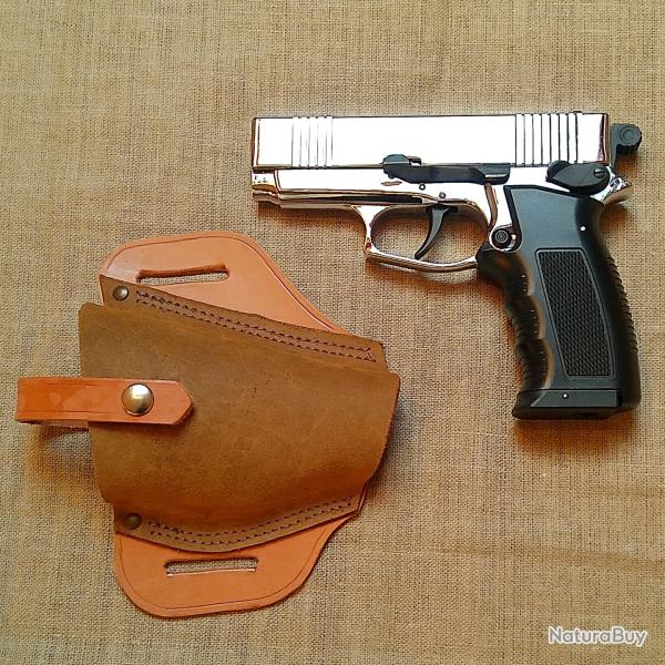 Pistolet � CO2 compact Ekol ES-55 chrom� + Etui en cuir