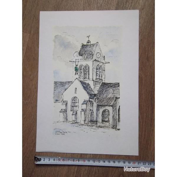 dessin 6 juin 1944 Sainte-M�re-�glise parachutiste du bon c�t� !