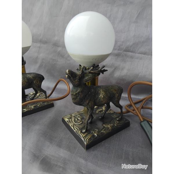 lampes de chevet cerf en bronze