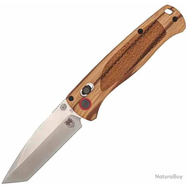 Couteau Cobratec Zebra Wood Bar Lock Lame Tanto Acier D2 Manche Bois Clip CBTZWDBLT