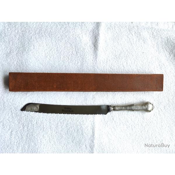 Couteau � pain vintage, Sabra Bread Knife manche grav� h�breu argent 800