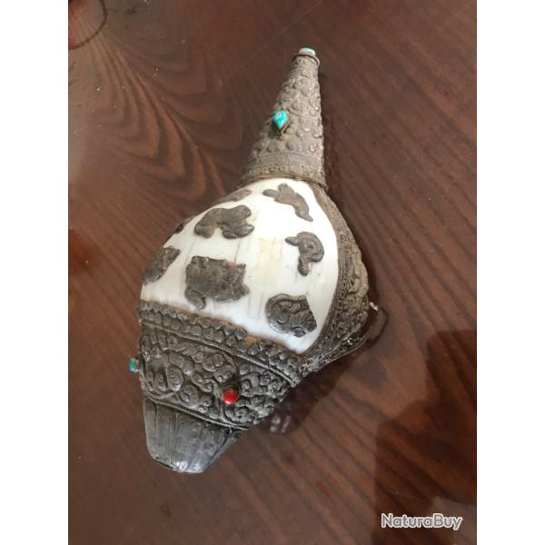 Vintage Conque Tibet signes astrologiques