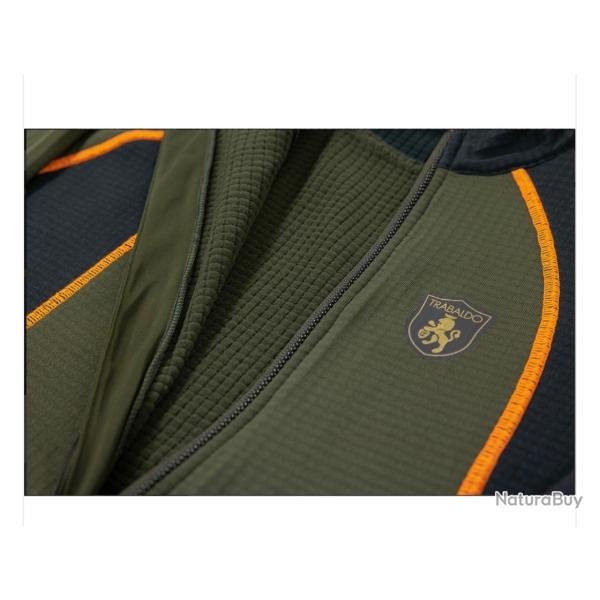 TRABALDO veste polaire technique Caracal Evo kaki/noir/neon orange
