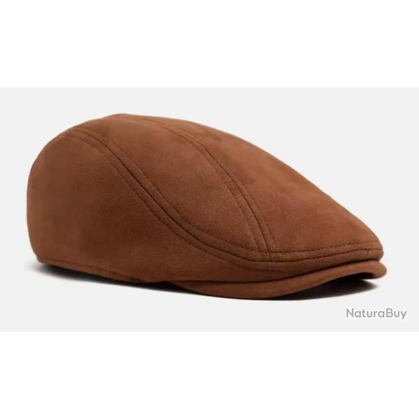 B�ret Gatsby en daim unisexe - Casquette vintage automne hiver marron