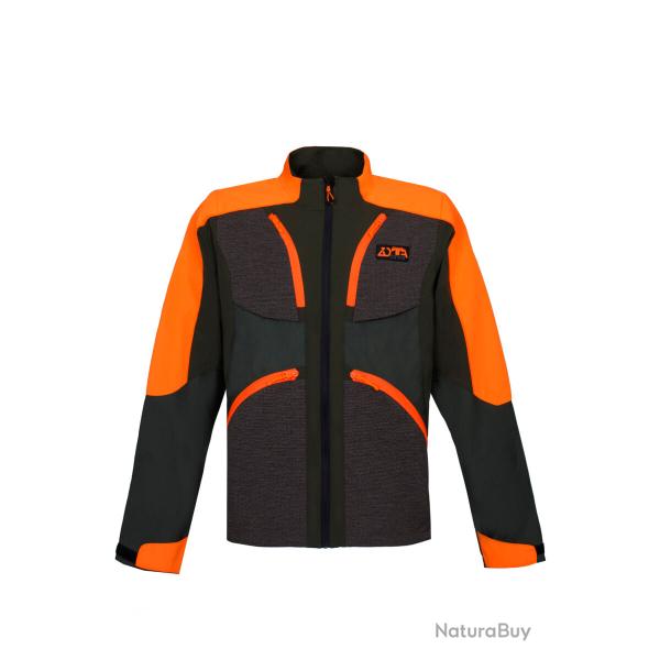 VESTE EN NYLON LASTIQUE - DEFENCE MAN JACKET - ZOTTA FOREST - vert manches orange haute visibilit
